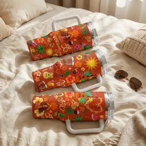 Tropical Floral K.G 40oz/30oz Tumbler with Handle, Tropitour 2026 Cup Mug, Stainless Steel Insulated Cup with Handle, Gift for Her