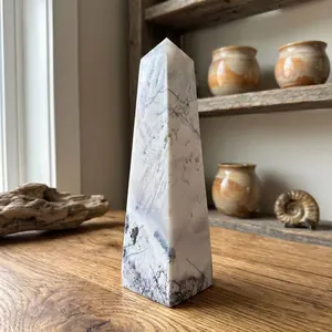 Dendritic Agate Obelisk Tower Indonesia 11" Tall