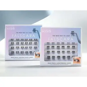 2 PACK KISS Falscara Multipack False Eyelashes, Lash Clusters Lengthening KFCM01