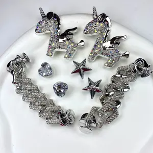 8pcs Shoe Charms Decorations PVC Accessories with Button Shoe Decorative Charm For Sandals And Beach Shoes Women's Gift chain design cute