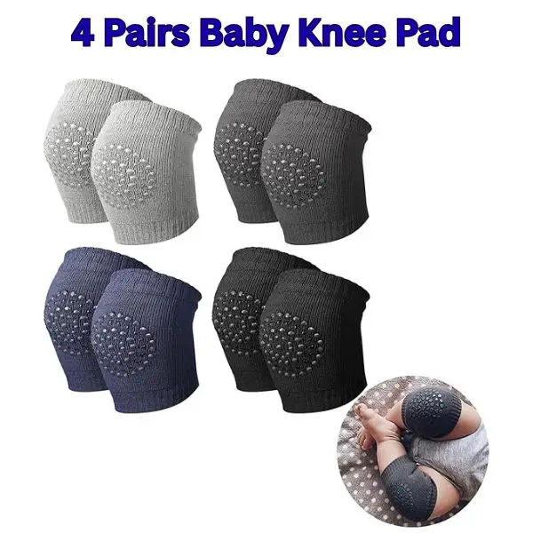 4 Pairs Baby Crawling Knee Pads – Anti-Slip Toddler Knee Sleeves for Protection & Warmth, Soft Elastic Leg Warmers for Infants Learning to Crawl Safet