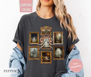 Ghost Pictures Shirt Comfort Colors, Cute Ghost Tshirt for Women,  Halloween Tee, Spooky Season Shirt Oversized Crewneck Tee