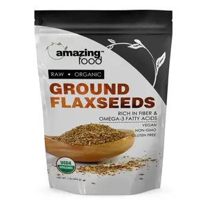 Amazing Food Ground Flaxseed Powder | USDA Organic | Vegan | Non-GMO | Gluten-Free | Made in USA
