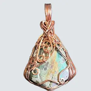 Valoryn Wraps-Natural Fancy Jasper Crystal Pendant - Hand Made - Copper Wire Artistry - CopperStop Shop