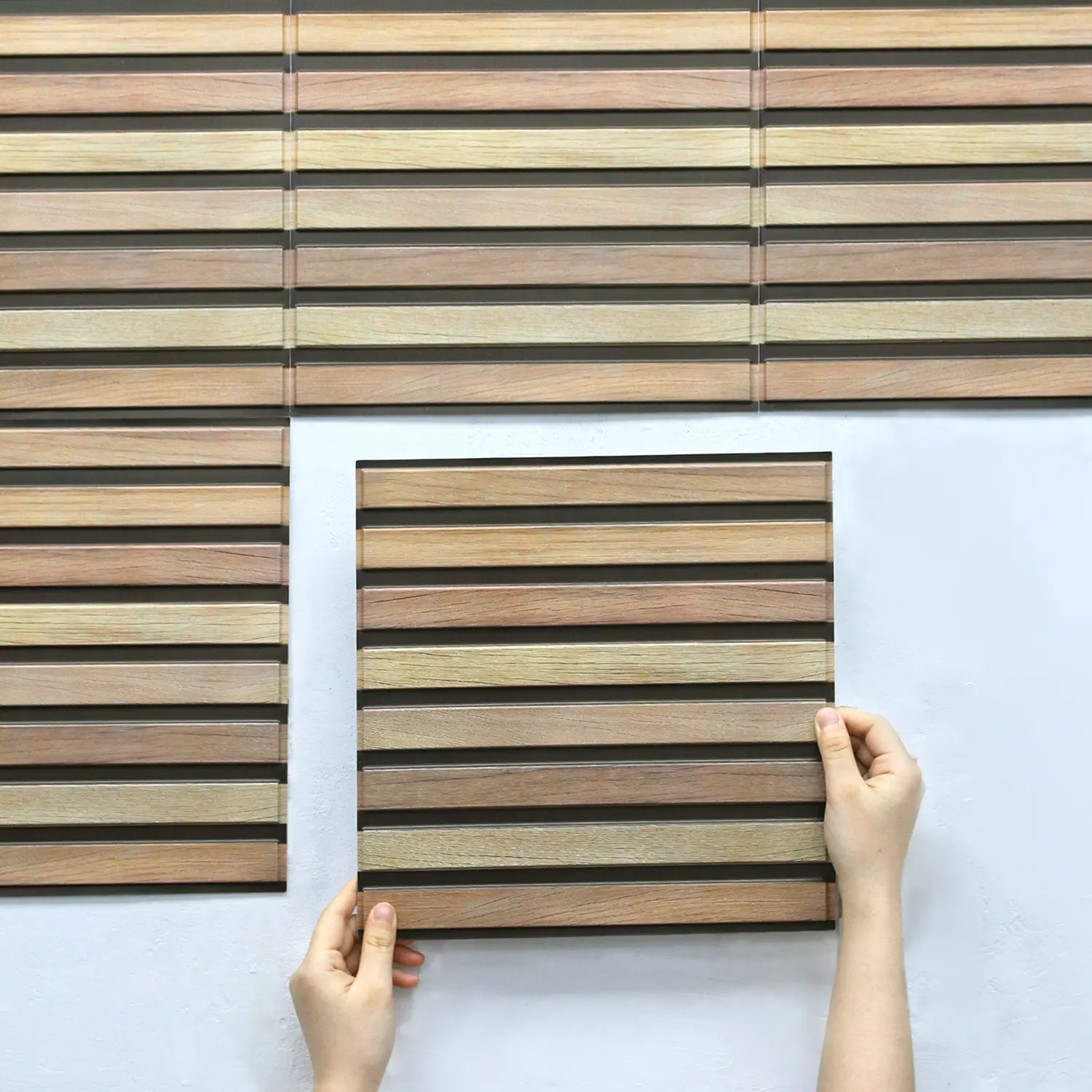Commomy 10Pcs PVC Faux Wood Foam Peel and Stick Panels, 11.8"x11.8" Peel and Stick Wallpaper for Farmhouse Kitchen Backsplash, Fireplace, Accent Wall