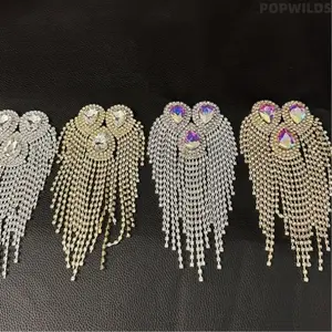 Sparkling Rhinestone Shoulder Chain - Decorative Rhinestones Necklaces with Tassel, Chest Flower Details, DIY-Friendly Elegant Indoor Recreation Accessory for Formal Dresses, Stage Performances