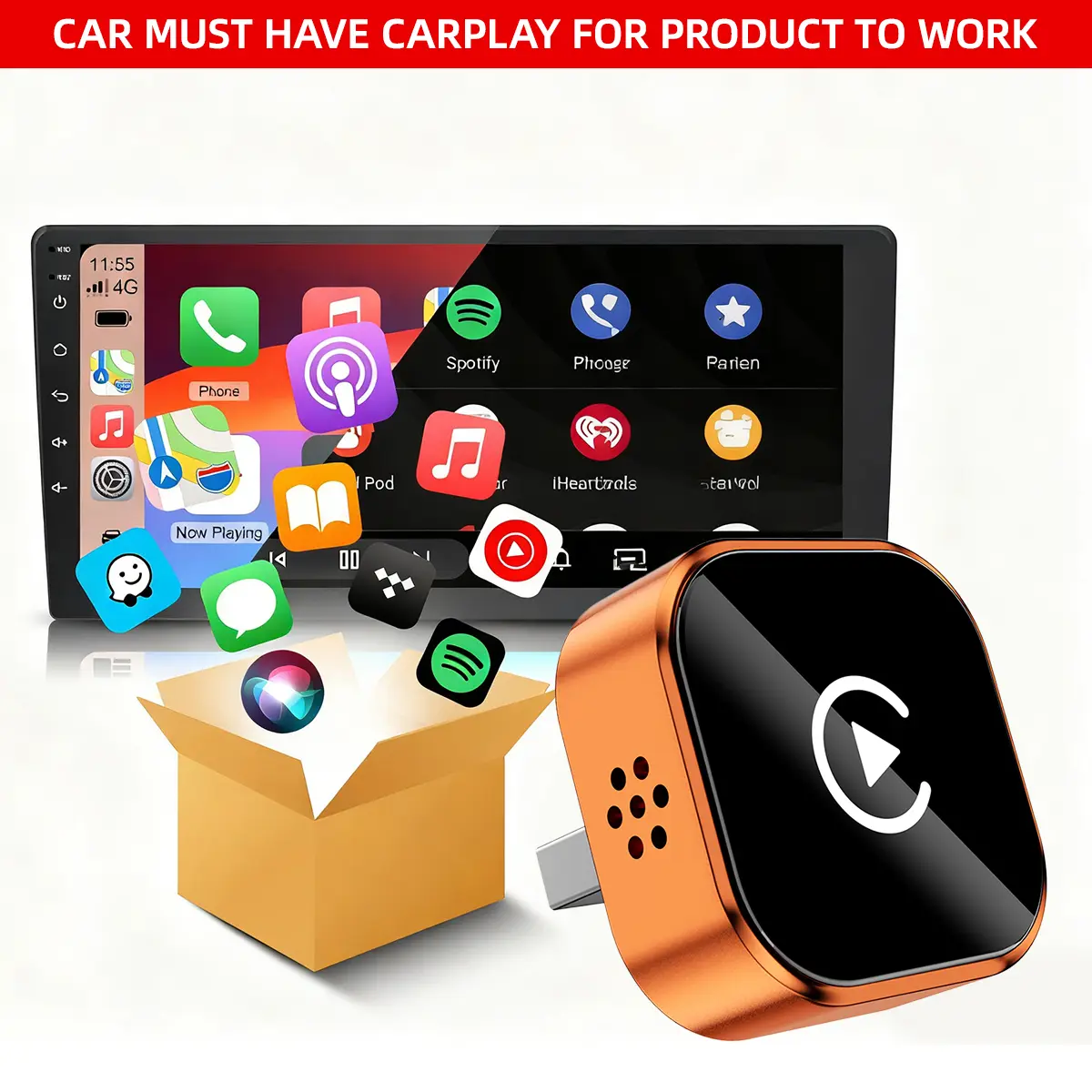 【YURNLV】2026 New Wireless CarPlay Adapter -  For iPhone & Android, Hands-Free Calling Supported