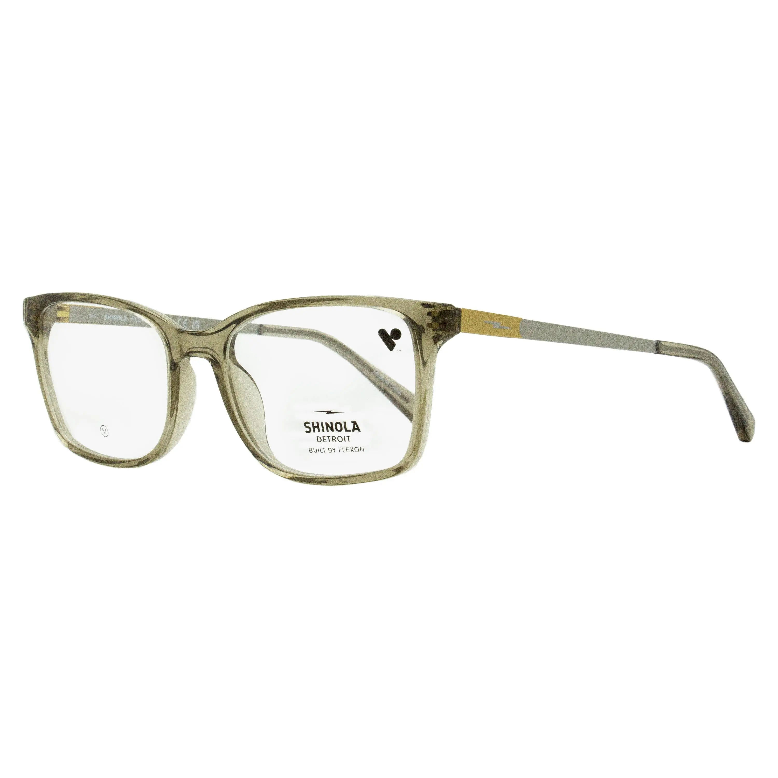 Shinola Classic American Durability Flexon Rectangular Eyewear Frames SH37003, 278 Crystal Fog, 53mm, Demo Lenses Included