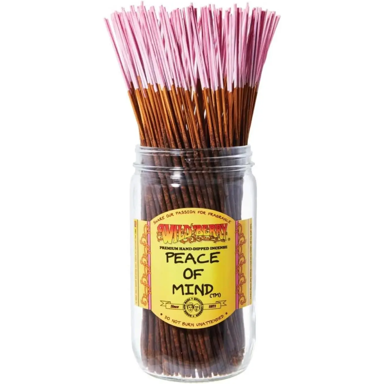Wild Berry Incense Sticks - Peace of Mind - Serene Floral Blend with Peach and Vanilla - Hand Dipped in The USA (100 Count)