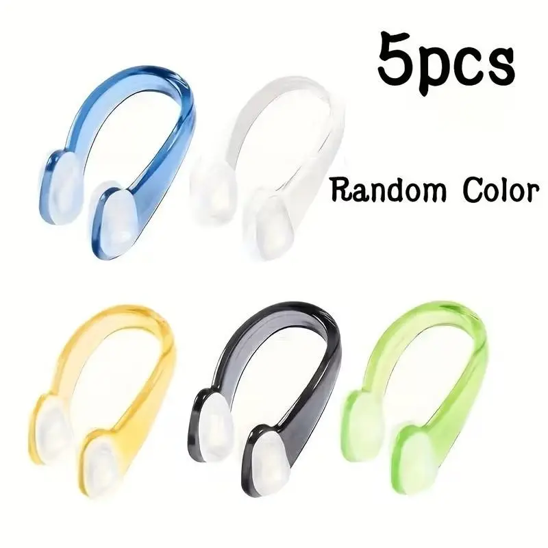 5 Pack Comfortable Swimming Nose Clips, Soft Non-Slip Waterproof Design, Anti-Choking Nose Clip Protector, Easy to Use