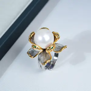 LYTK338 15-16mm Big-sized Pearl Ring Fresh water pearl for birthday/anniversary/holiday /retirement/ graduation presents