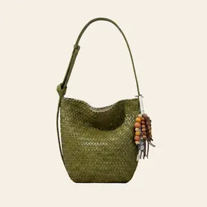Kiondo Woven Bucket Bag in Olive