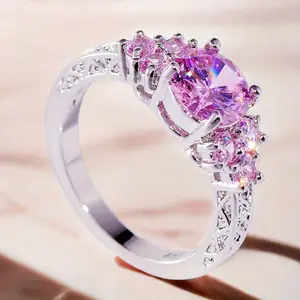 Romantic Warm Pink Cubic Zirconia Ladies' Engagement Ring - Eye-Catching Accessory for Birthday Parties, Valentine's Day/Christmas/Mother's Day Gift, Women's Fashion Daily Jewelry Accessory