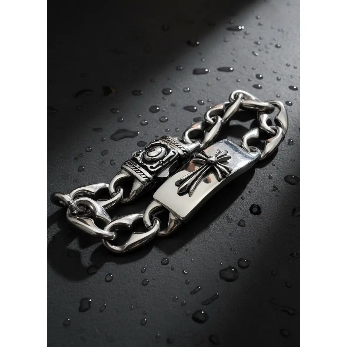 Celtic Syriac Cross Bracelet: Stainless Steel, Cultural Jewelry, Sleek, Sturdy, and Uniquely Masculine