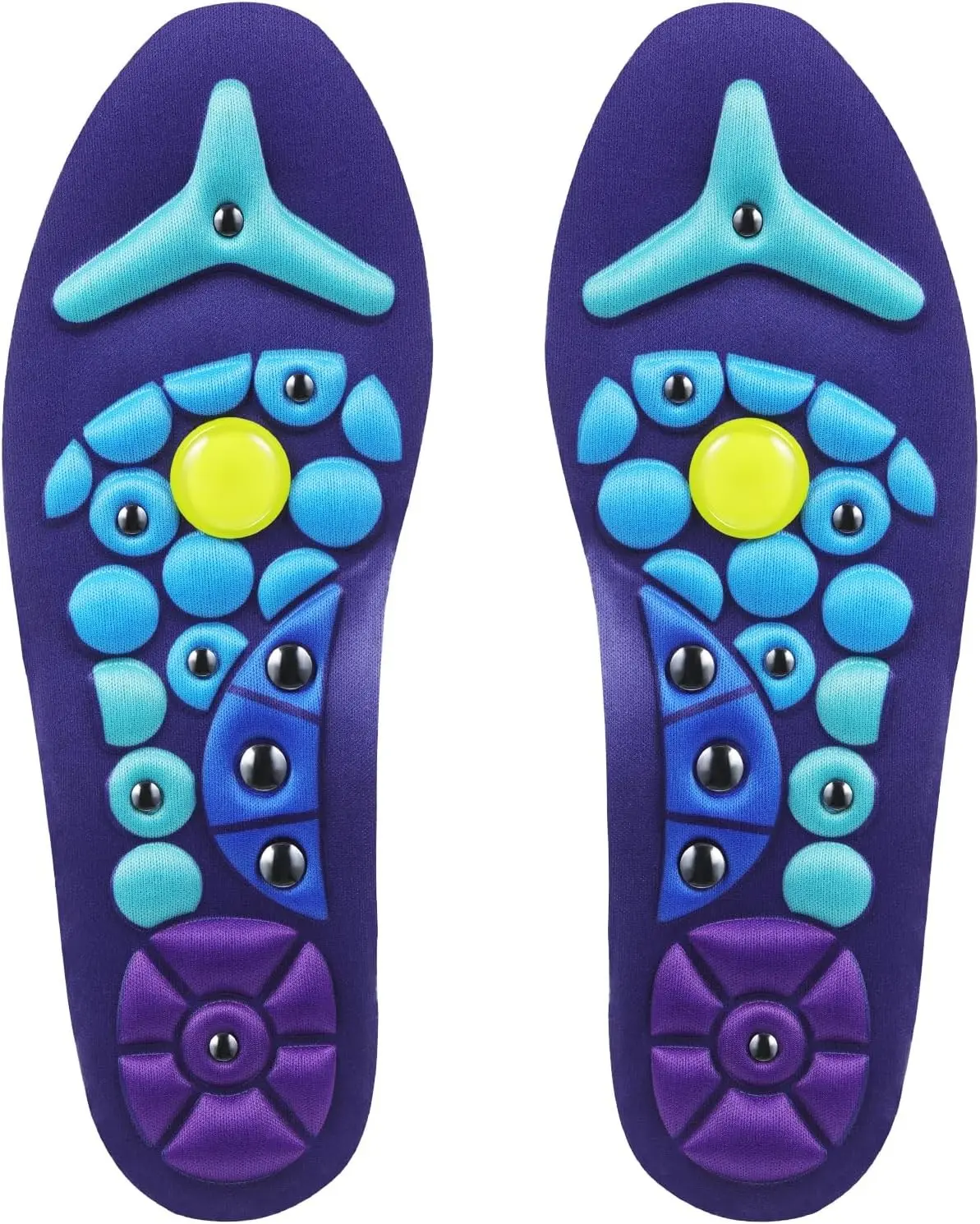 Acupressure Magnetic Insoles Orthopedic Massage Insoles with Magnetic Technology Shock Absorption Arch Support Helps Blood Circulation and Relieve Fatigue(Blue,S(Men 4-7/women 5-8))