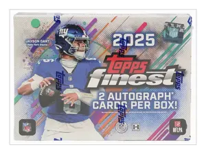 PYT Break | (1) 2025 Topps Finest NFL Football Hobby Box (6 Packs/Box, 10 Card/Pack) & (2) 2025 Topps Chrome Blaster/Value Boxes (7 Packs/Box, 4 Cards/Pack)