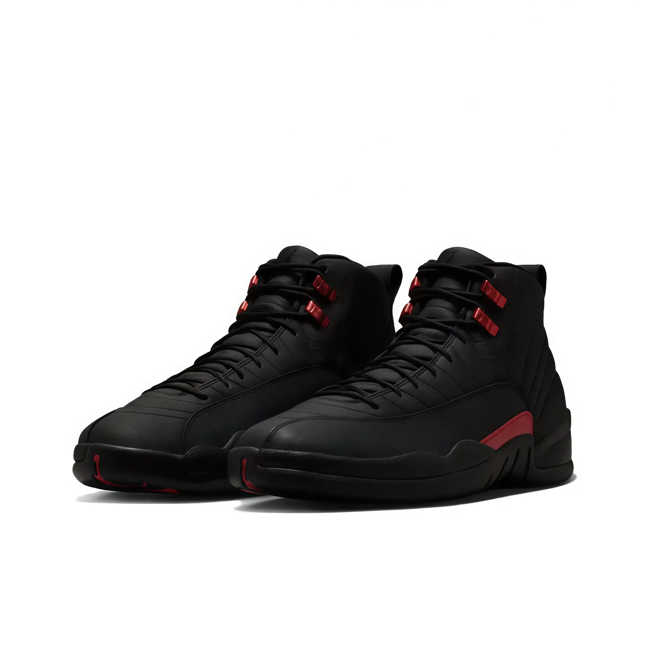Black Red Accent High‑Top Unisex Retro Basketball Sneakers, Premium Leather Upper Lace‑Up Sport Shoes, Padded Ankle Collar Cushioned Midsole Shock‑Absorbing Non‑Slip Outsole for Training Street Style Casual All‑Season Daily Wear