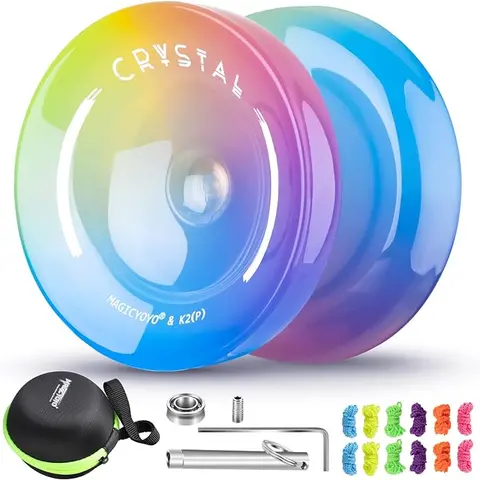 MAGICYOYO K2 Crystal Professional Responsive Fun Yo-Yo - Unisex PC Plastic Dual-Purpose Toy, Includes Unresponsive Yoyo Bearing, Axle Tool, Bearing Remover, 12 Yoyo Strings, Solid Color Gradient Series, Long Spin Mode, Beginner Gift, 1 X Unresponsive Yoyo