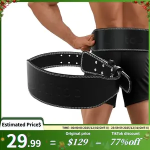 Adjustable Weight Lifting Belt 47” Long, 4.3” Wide, 10 Holes, Steel Double-Prong, Unisex, Full Back Support, Black
