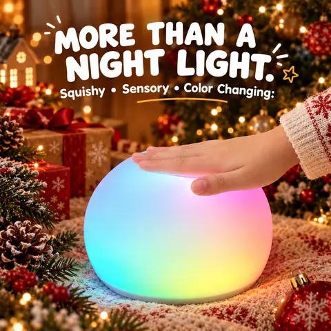 WattBubble LED Sensory Squishy Toy for Kids | Rechargeable Tap Night Light | Stress Relief Fidget Toy | Kids Calm Down Toy | BPA-Free Silicone Gift