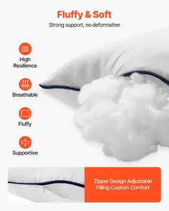 VEVOR Fluffy & Soft 20 x 20 in Throw Pillow Inserts Pack of 2 White Down Alternative Pillows Square High Resilience Breathable Supportive Zipper Design Adjustable Filling Custom Comfort