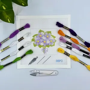 Bouquet of Purple Flowers Needlepoint Kit