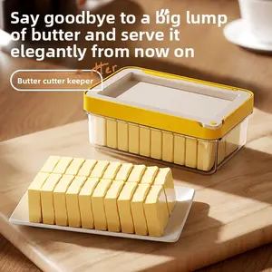 Butter Slicer with Lid, Butter Strip Container Plate for Fridge, Butter Cutting Storage Box with Scraper Sealed Butter Box