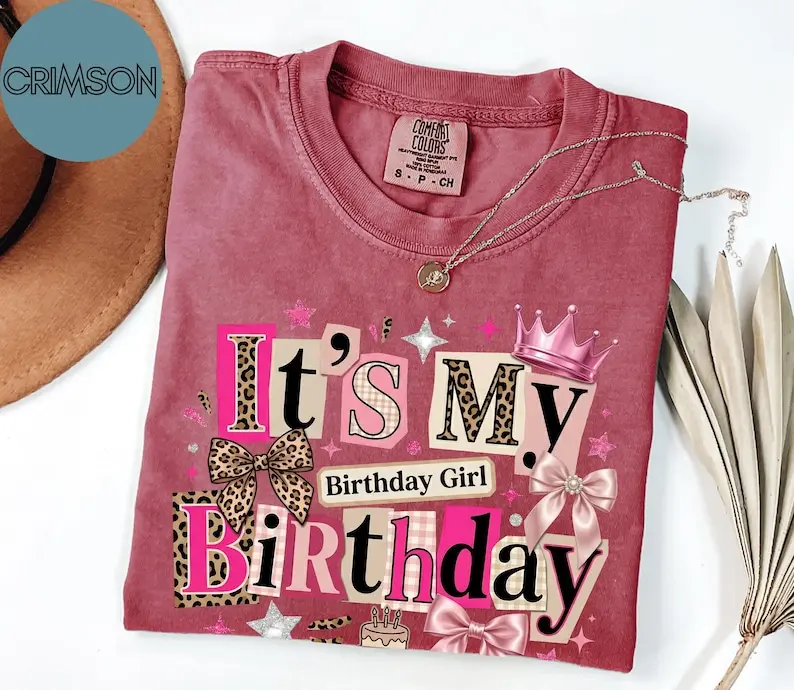 It's My Birthday Shirt, Birthday Girl T Shirt, Pink Coquette Bow Tee, Cute Birthday Outfit, Leopard Print Birthday Shirt, Party Girl Gift