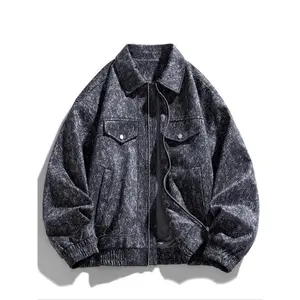 Men's Snowflake Denim Jacket, Casual Fitted Design, Spring & Fall Fashion Outerwear, Trendy Loose Fit Coat for Daily Wear