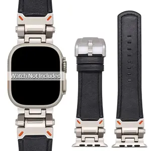 PU Leather Watch Band (Band Only), 1 Count Rugged Watch Band with Stainless Steel Clasp, Compatible with iWatch Series 10 SE SE2 9 8 7 6 5 4 3 2 1