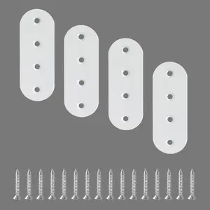4 Pcs Flat Straight Brace Brackets Mending Plates Repair Fixing Bracket, 100x38mm Stainless Steel White Finish