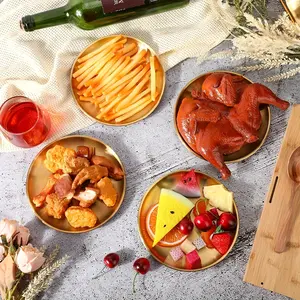 12pcs Korean Style Stainless Steel BBQ Plates, Durable Dishwasher Safe Dessert Dishes, Perfect for Kitchen Camping Dining