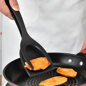 Slotted Spatula Tongs, 1 Count Silicone Cooking Turner, Pancake Spatula, Food Barbecue Tongs, Kitchen Steak Tongs, Kitchen Utensils, Heat Resistant Spatula