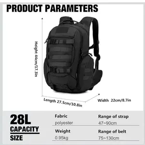Tactical Molle Backpack for Men- 18L/28L EDC Hiking & Motorcycle Backpack