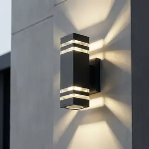 Industrial Style Outdoor Waterproof Wall Light, Up and Down Lighting, Striped Design, Patio Balcony Pathway Exterior Ambiance Lamp (bulb Not Included)
