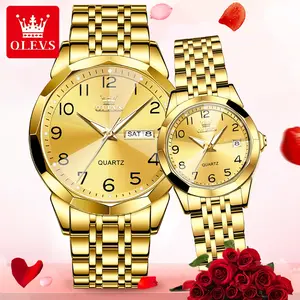 OLEVS couple watch fashion elegant one man one woman watch 2025 new simple luminous waterproof watch 9970 Fashionable Wristwatch