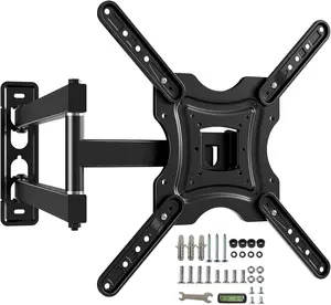 Full Motion TV Wall Mount,Swivel Tilt Extension with Articulating Arms,Tvs Brackets for Wall Mount with VESA 400x400mm up to 66lbs Max,Universal TV Mount for 19-55 inch LED Monitors Flat Screen