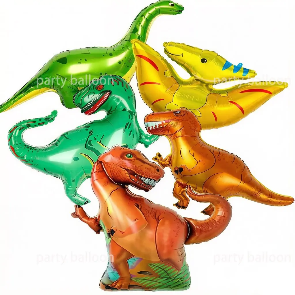 Dinosaur Theme Party Balloon Set, Aluminum Foil, Balloon Arch Decoration, Includes Tyrannosaurus Rex, Pterodactylus, Brachiosaurus, Perfect for Kids Birthday Parties, Dinosaur Balloons, Balloon Decorations