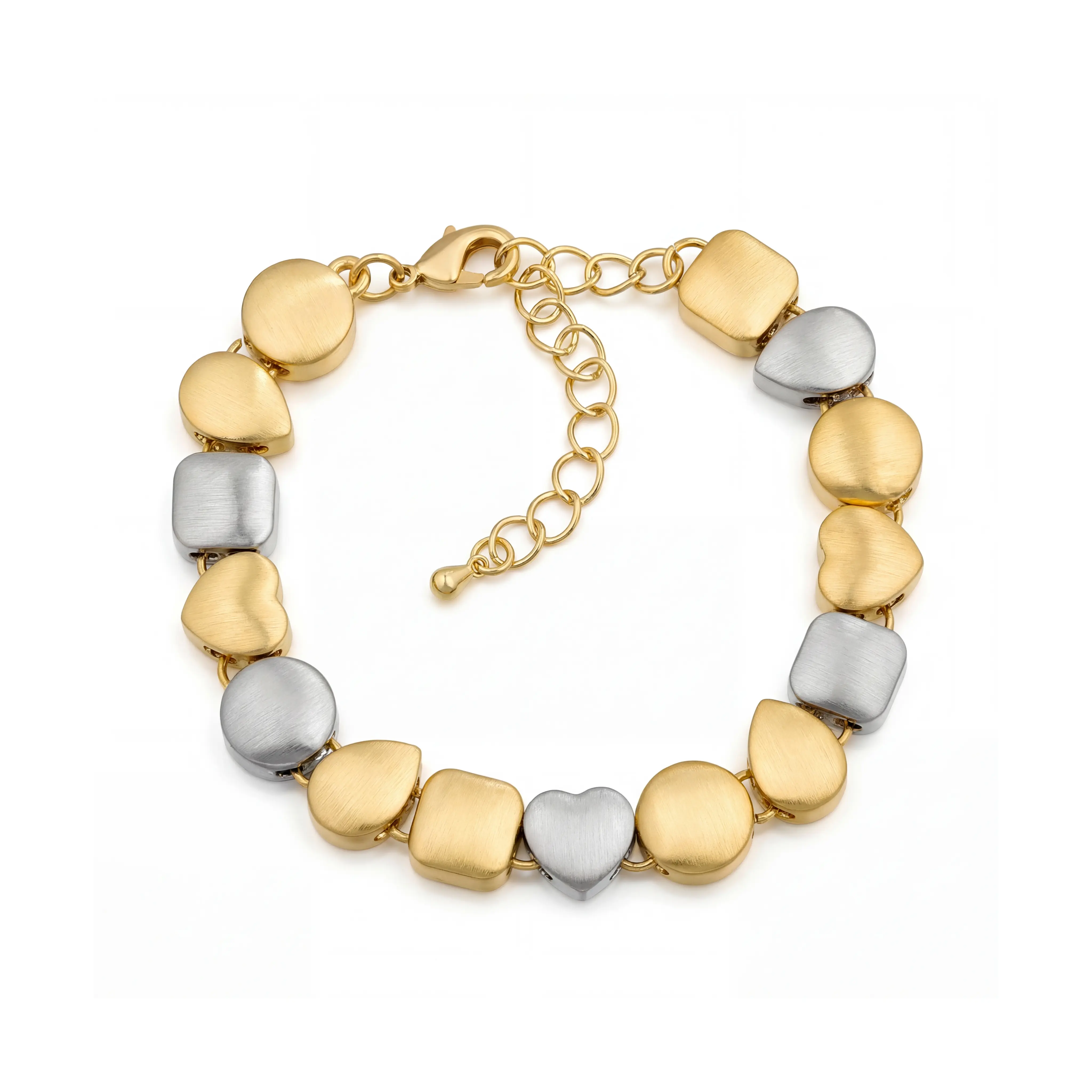 Aprilery Two-Tone Mixed Shape Geometric Adjustable Bracelet for Everyday Styling - Stylish & Versatile Accessory