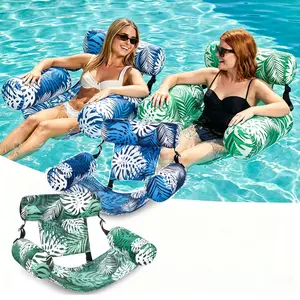 2 Pack Easy Carry Inflatable Swimming Lounger, Leaf Style Spacious Floating Seat, High Elastic Soft Water Recliner for Outdoor Beach Pool Use