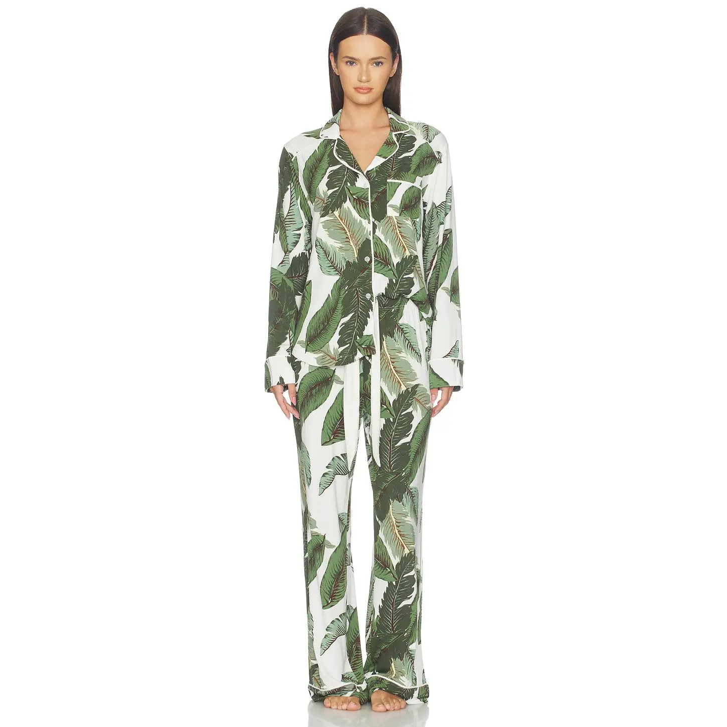 BEACH RIOT Livy Top & Connie Pant Set in Banana Palms
