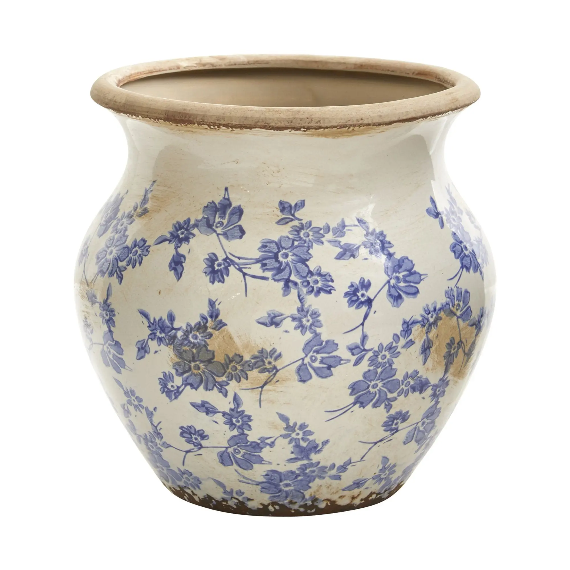 10.5” Tuscan Ceramic Blue Scroll Urn Vase 10.5” Tuscan Ceramic Blue Scroll Urn Vase