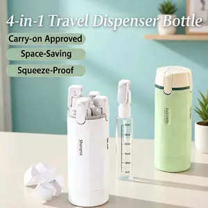 Ultimate 4-in-1 Leak-Proof Travel Dispenser Set - TSA Approved Refillable Toiletry Bottles for Lotion, Gel & Shampoo - Space Saving Essential