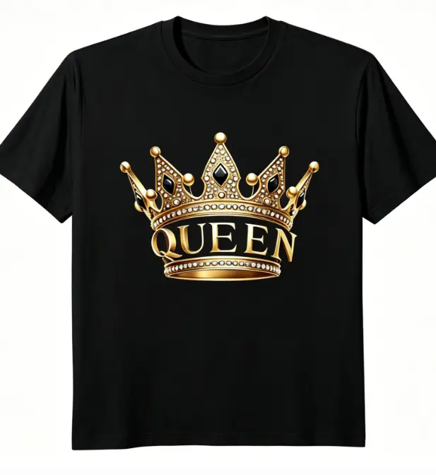 Luxury Golden Crown Queen Elegant Statement Graphic T‑Shirt Casual Women Fashion Tee