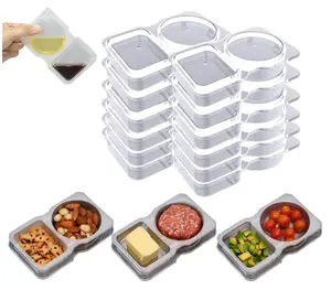 Compartment Dipping Containers with Lid for Refrigeration, Portion Control, Outdoor Takeaway Sauce Dip Case