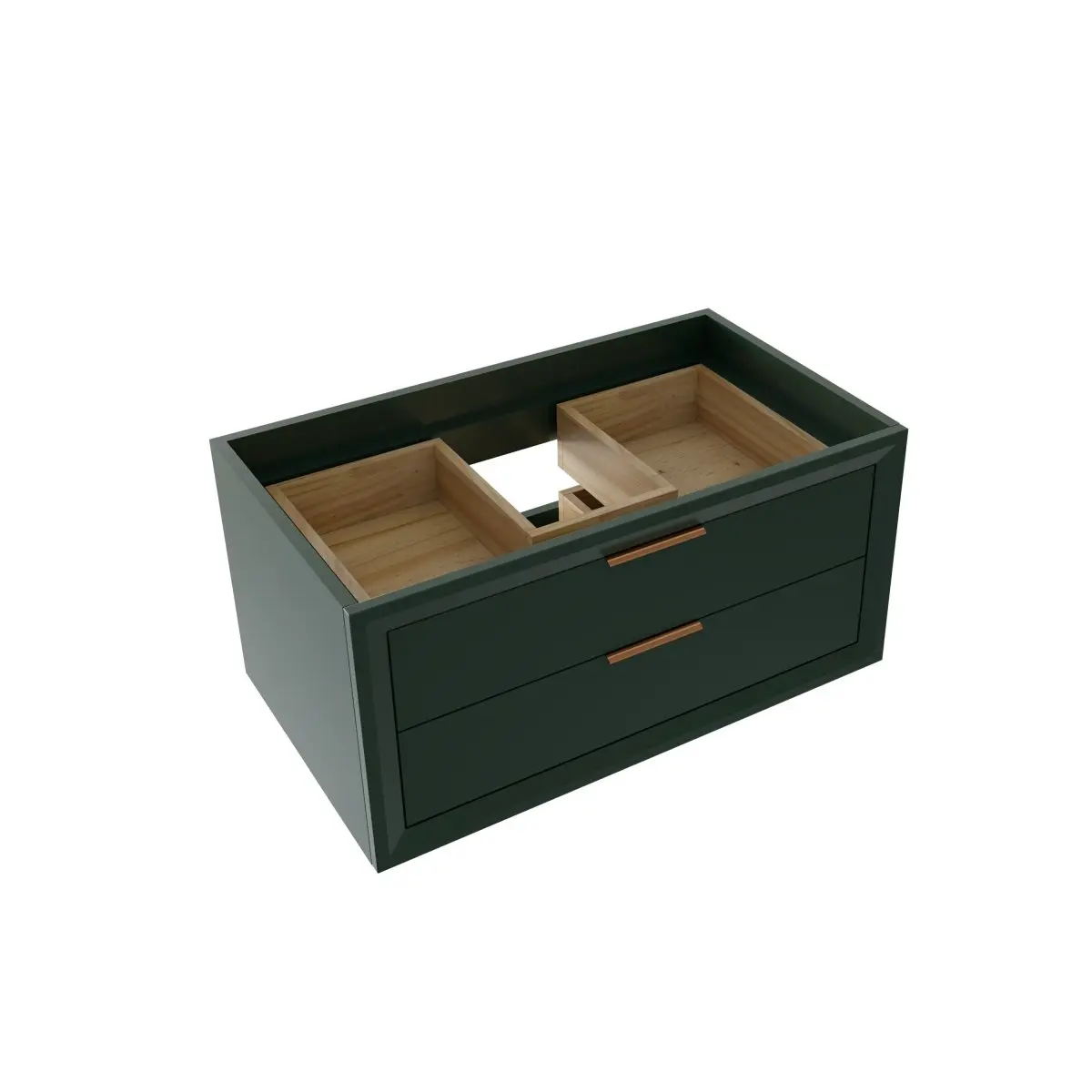 Glam 36" Green Floating Vanity Modern Rubberwood Bathroom Cabinet with Lights and Stone Slab Countertop, Single Sink