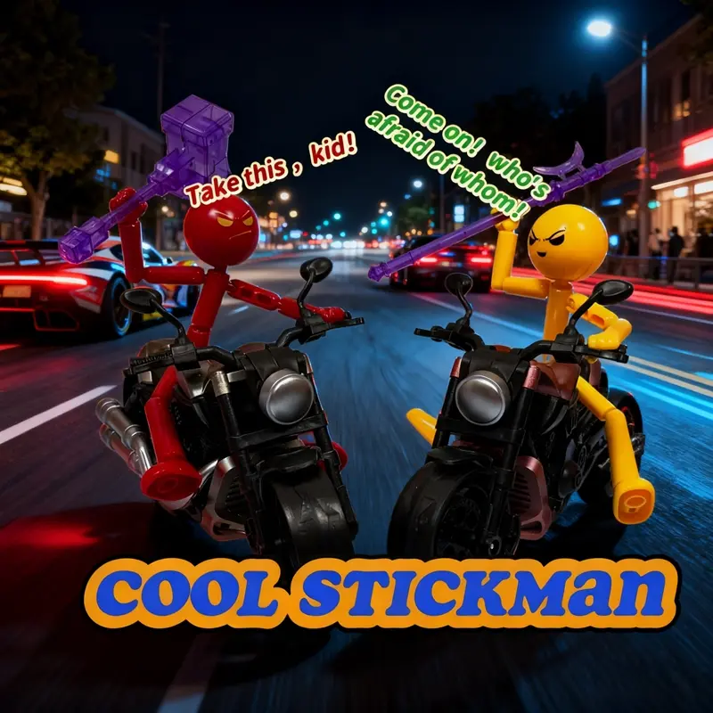 Cool Jointed Action Figure Riding Motorcycle, Role Play, T13 Flexible Joints, Trendy Toy Collectible, DIY Assembly Model Kit, Creative Building Blocks