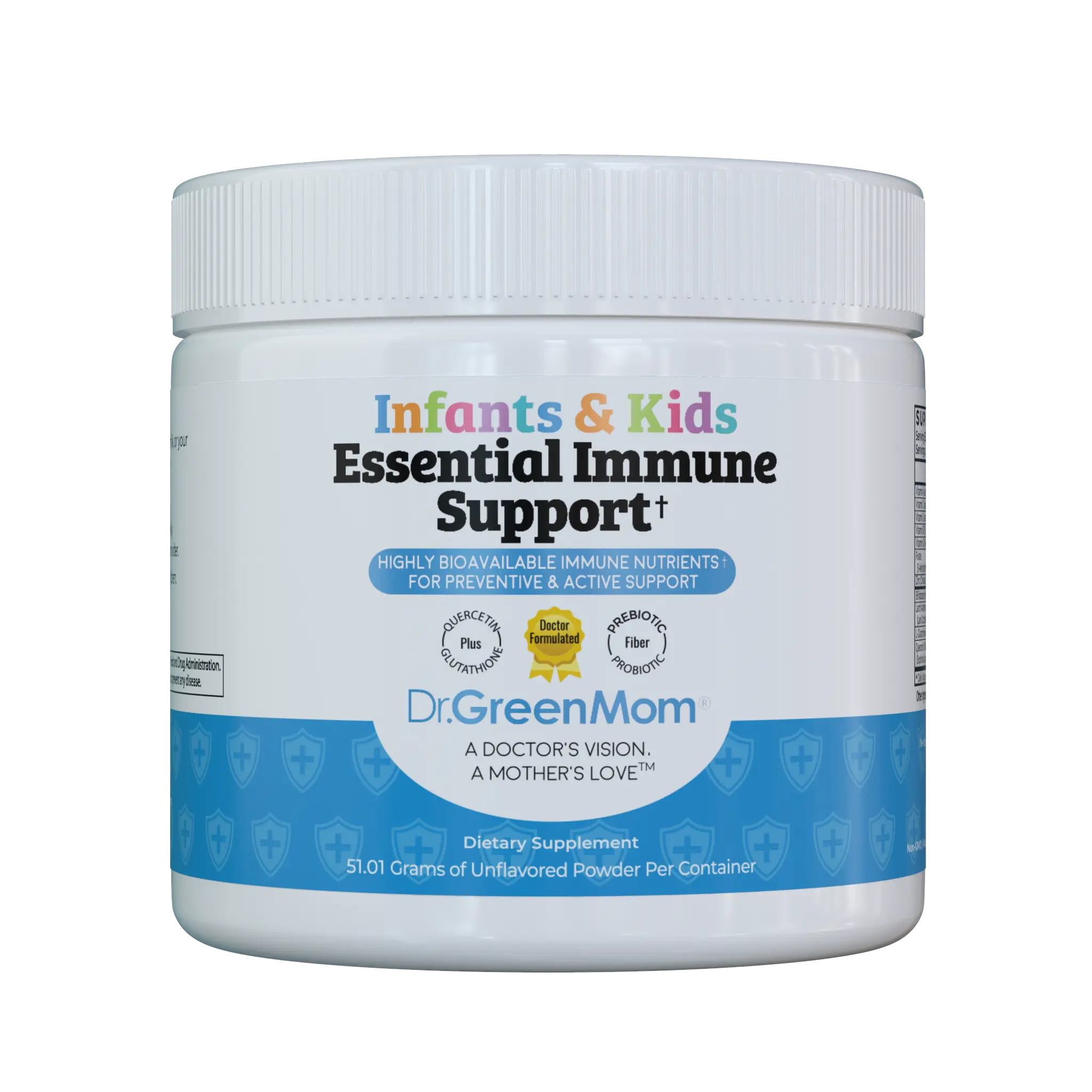 Dr. Green Mom Essential Immune Support Powder | Daily Immune Wellness & Antioxidant Defense for Children | Plant-Based Blend