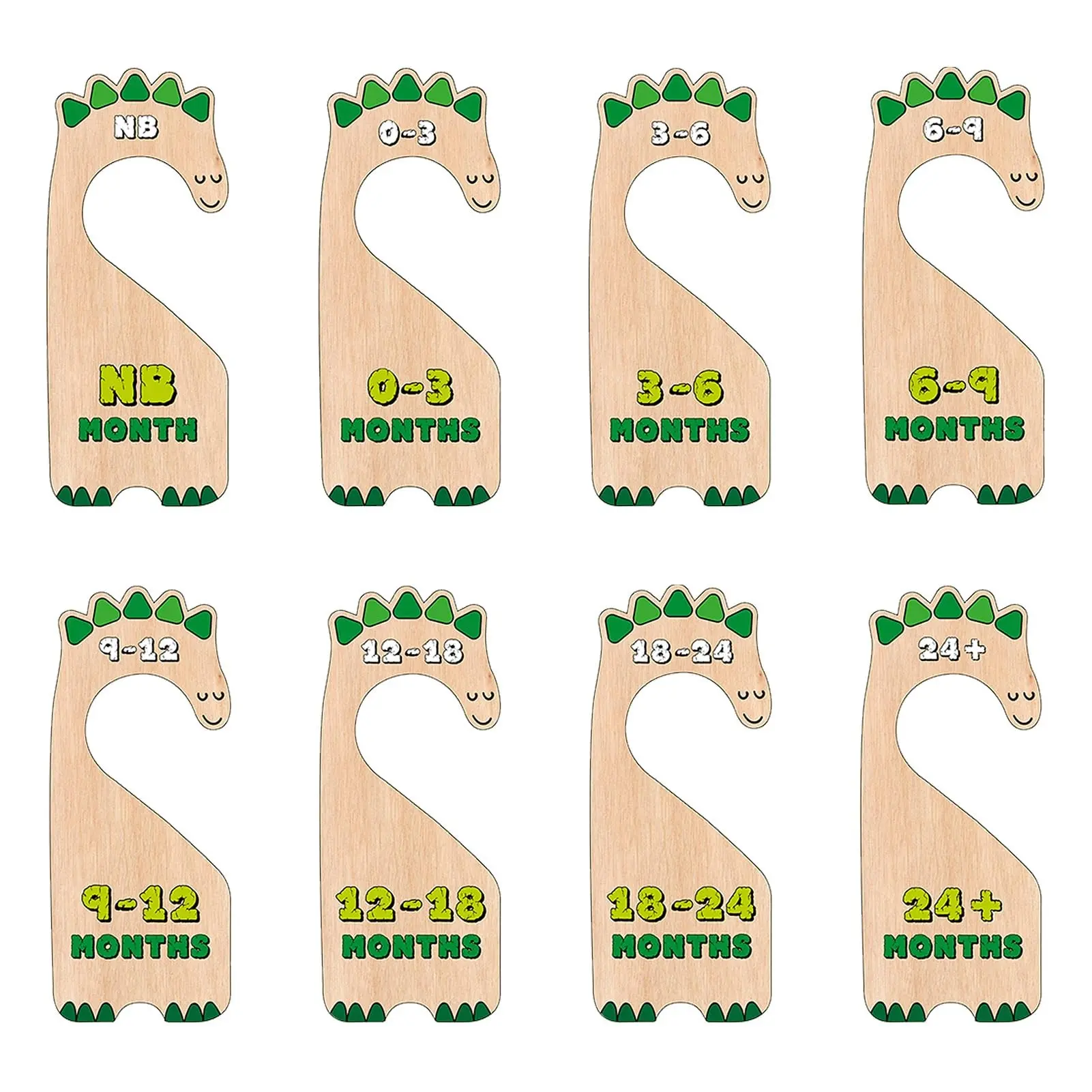 Dinosaur Baby Closet Divider Set, Wooden Infant Wardrobe Size Tags, Nb to 24+ Months Clothing Organization, Nursery Essentials, Wooden Hangers