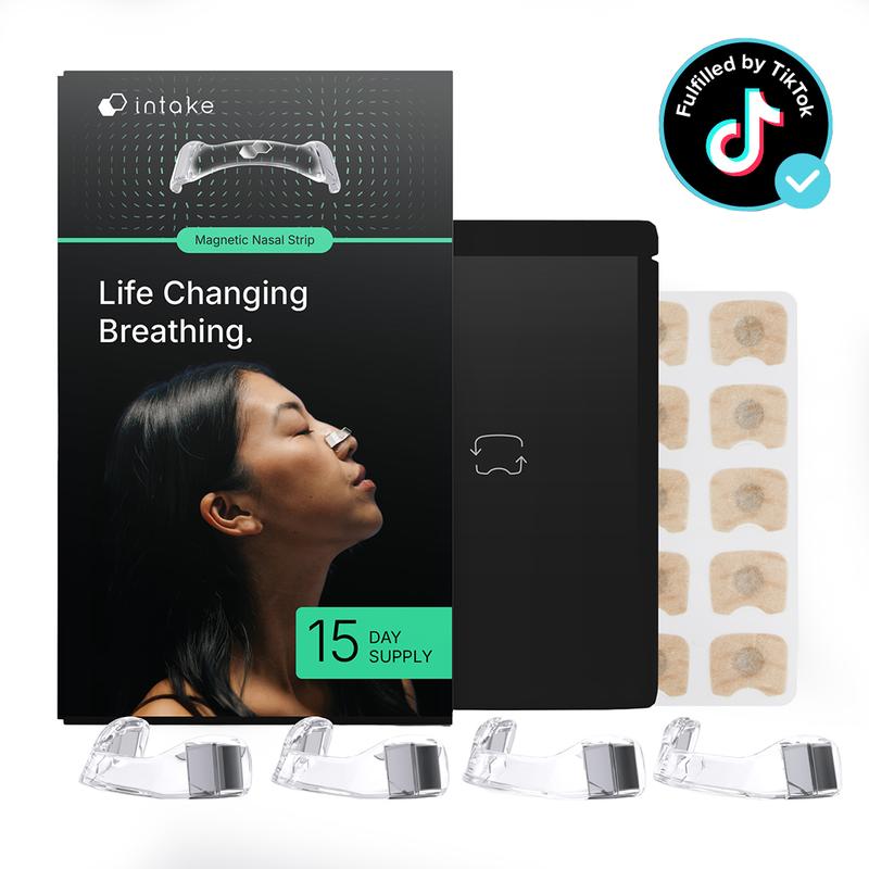 Intake Breathing Magnetic Nasal Strip Starter Kit and 15 Day Supply Extra Strength